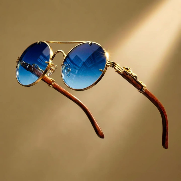 Jaguara Wooden Retro Shades - Azure Blue