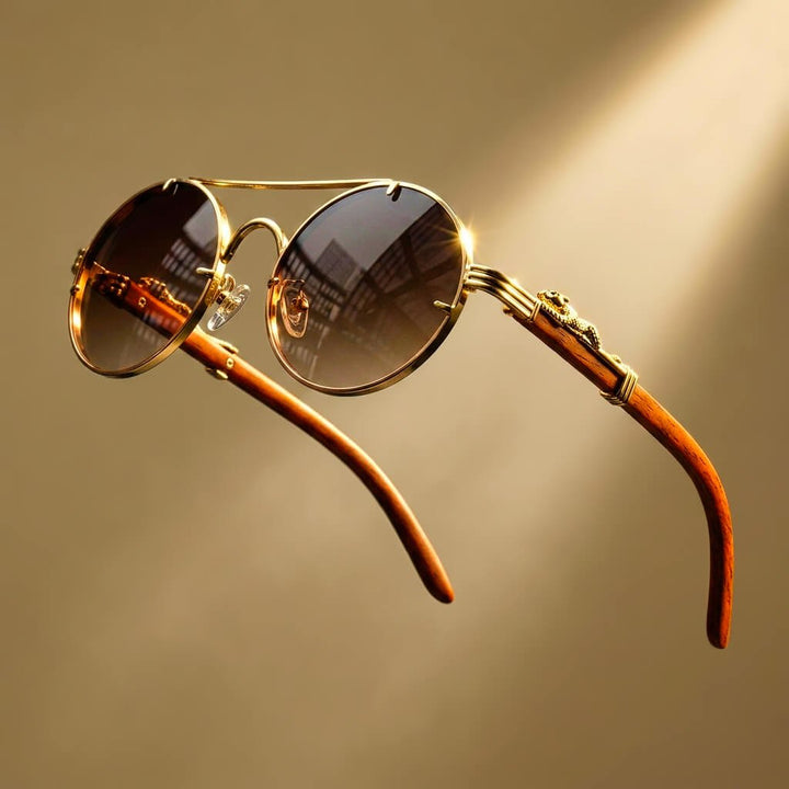 Jaguara Wooden Retro Shades - Cognac Brown