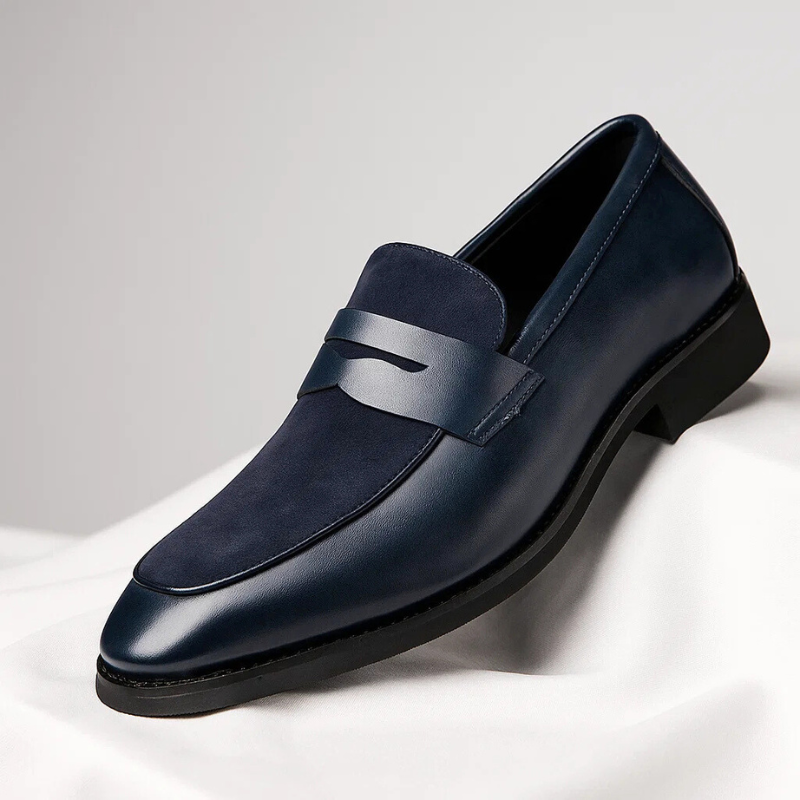Marco Italian Penny Loafers - Navy Blue