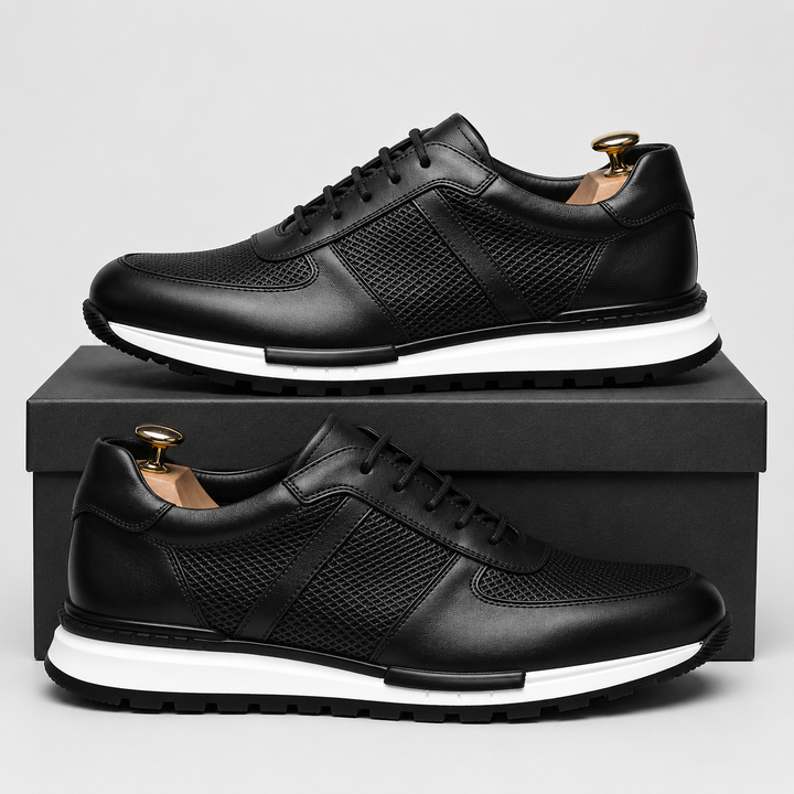 DAVID MILLER LEATHER SNEAKERS - Brown