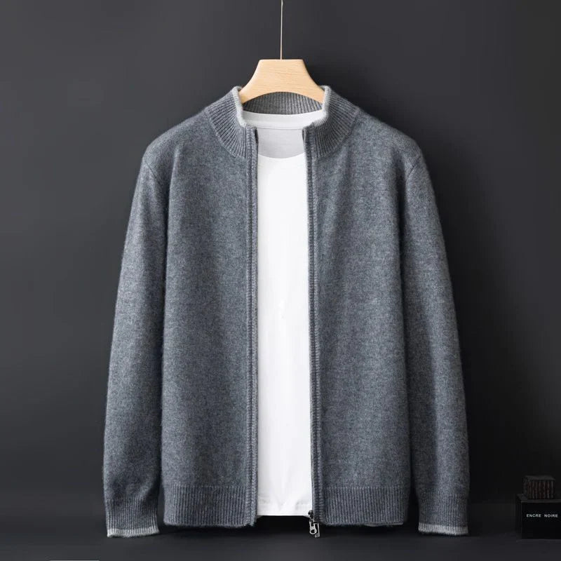 Kensington Cashmere Zip Jacket in Khaki